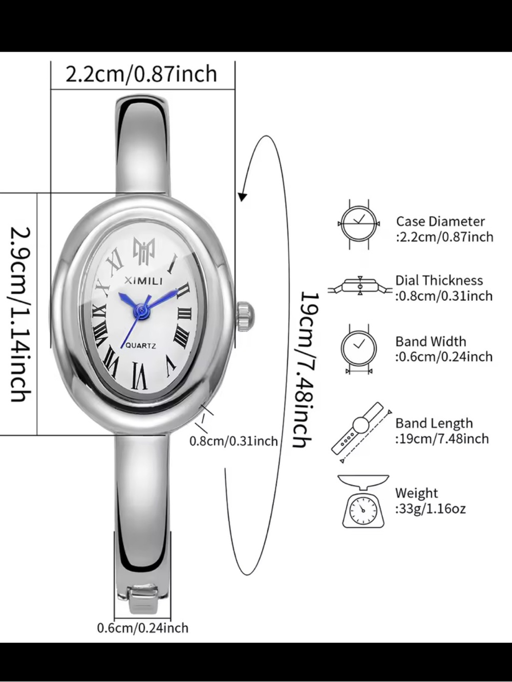 Elegant Gold-Tone Stainless Steel Bangle Watch - Picture 4 of 15